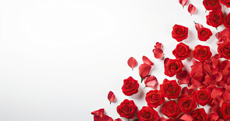 A Bunch of Red Roses on a White Background