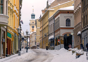 Cieszyn, Poland. Old town on a winter day