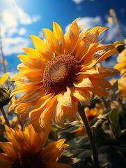 Naklejka premium sunflower against sky