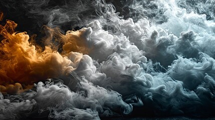 White Smoke Blow On Black Background, Background Banner HD