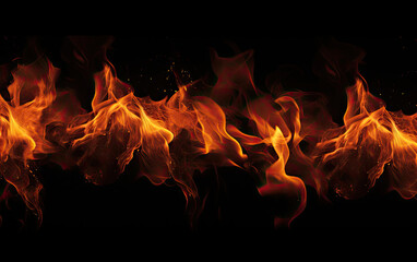 Fiery Flames Dance on the Dark Canvas of a Black Background