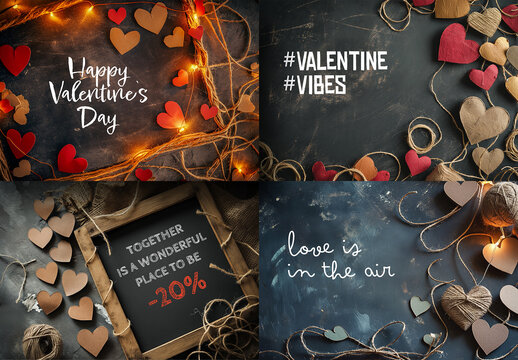 Valentine Frame Boards With Romantic Decorations and Generative ai