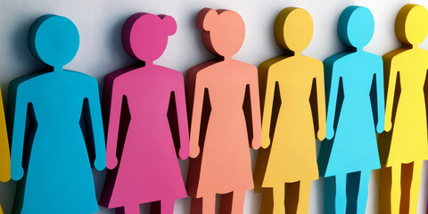 A group of women, each colored differently. Gender equality, iWD. International Women's Day. WGEA.
