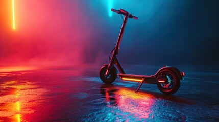 Luminescent Speed, An Electric Scooter Ignites the Night in a Dazzling Display of Light and Movement