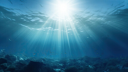 Fototapeta na wymiar Clear Sunlight Illuminates the Water With Radiant Brilliance