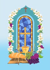composition with characteristic symbols of Holy Communion - 703926012