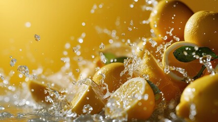Citrus Tango, A Vibrant Symphony of Floating Lemons in Serene Aquatic Beauty