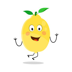 Obraz premium Lemon character design. Vector Illustration Flat Lemon Cute Character expression emotion collection set, minimal style, Raw materials fresh fruit, Mascot product