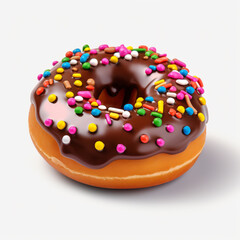 Obraz na płótnie Canvas a chocolate donut with colorful candies on transparent background created with Generative Ai