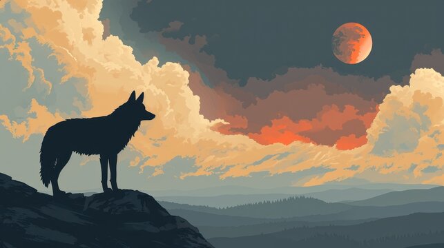 Majestic Guardian, A Fierce Wolf Reigning Over the Alpine Peaks, Radiating Strength and Serenity