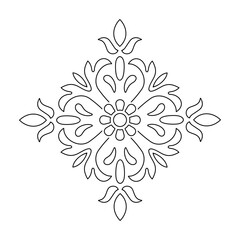 Ancient floral decorative pattern. Decorative element vector illustration. Architectural element. Snowflake shape vector symmetric illustration.