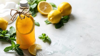 Refreshing Citrus Bliss, A Sparkling Symphony of Zesty Lemonade, Vibrant Lemons, and Invigorating Mint
