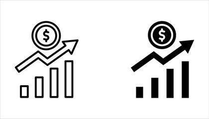 Inflation line icon set. Money tax rate sign. Financial interest symbol on white background