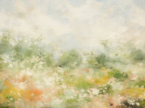 Field of flowers in an impressionist style painting