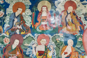Obraz na płótnie Canvas Mahasidhi Masters, Tanki, Buddhist Art, Tibetan Buddhism