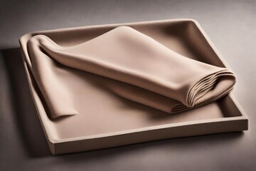 A soft cashmere sweater in a muted color, folded neatly and placed on a velvet-lined tray.