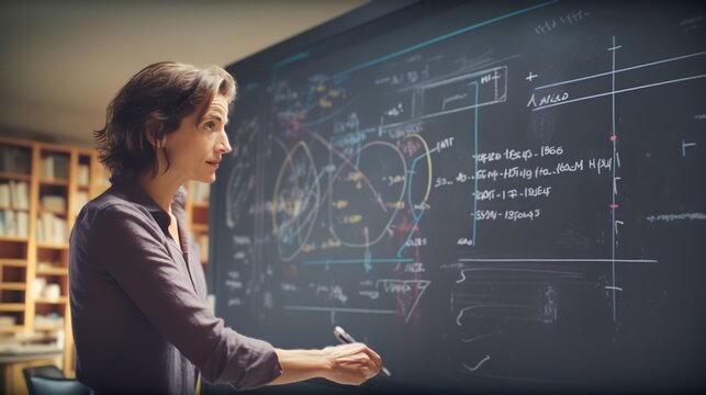 A woman teaching at the classroom - Powered by Adobe