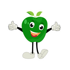 Apple Cartoon character Illustration of a Happy Apple Character. Red, yellow, green apple funny character, concept of health care for kids