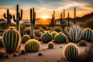Step into the surreal beauty of a Cactus with a super realistic stock photo.

 - obrazy, fototapety, plakaty