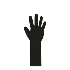 Graphic vector silhouette of a black hand with outstretched fingers.