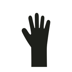 Graphic vector drawing of a black hand with open fingers on a white background.