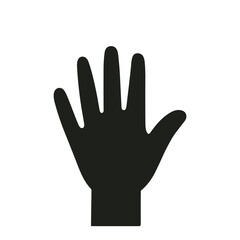 Simple vector drawing of a black hand with open fingers on a white background.
