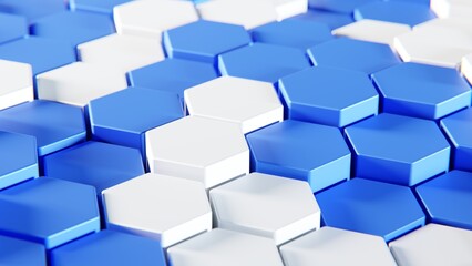 Blue and White Abstract 3D Hexagons Background