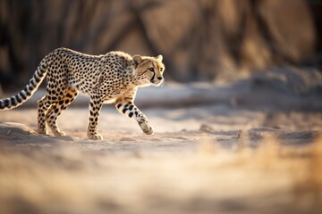 shadow play of cheetah chasing at noon