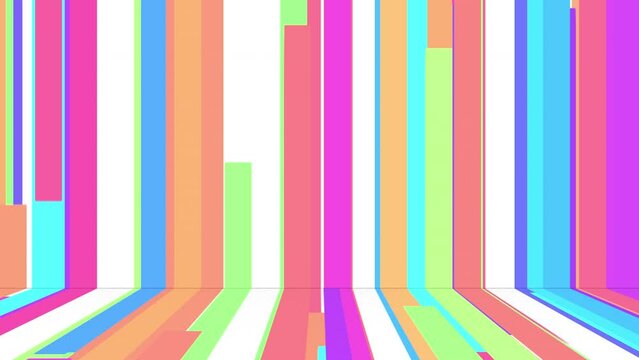 3d animation of abstract background with colorful animated lines on white surface, 4K particular video template