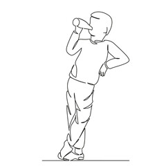 boy drinks lemonade from a bottle