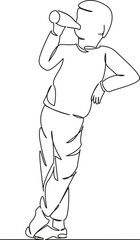 boy drinks lemonade from a bottle