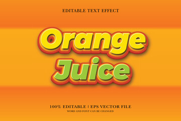 Orange Juice Editable text Effect with  3d vector design