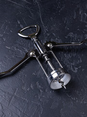 Chrome Plated Corkscrew Isolated On Black Background