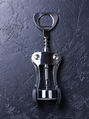 Chrome Plated Corkscrew Isolated On Black Background