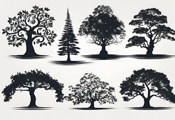 Tree nature silhouette branch plant leaf forest vector trees