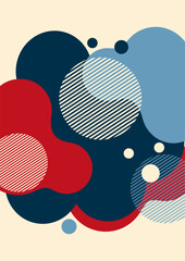 Fototapeta premium Creative abstract bright background. Smooth liquid, stripes and dots on a white background. Template for prints, posters, flyers. Vector illustration.