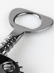 Glossy metal wine bottle opener isolated over the white background