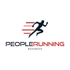 Fototapeta na wymiar People Running Icon Logo Design Template