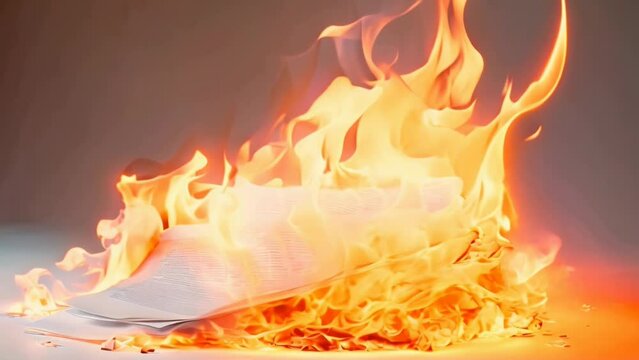 Close-up of a burning document
