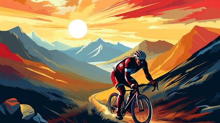 Illustration of Cycling Adventure: AI-Generated Vector for T-shirt Design