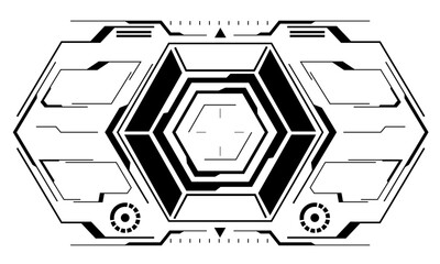 Obraz premium HUD sci-fi circle interface screen view grey geometric design virtual reality futuristic technology creative display on white vector