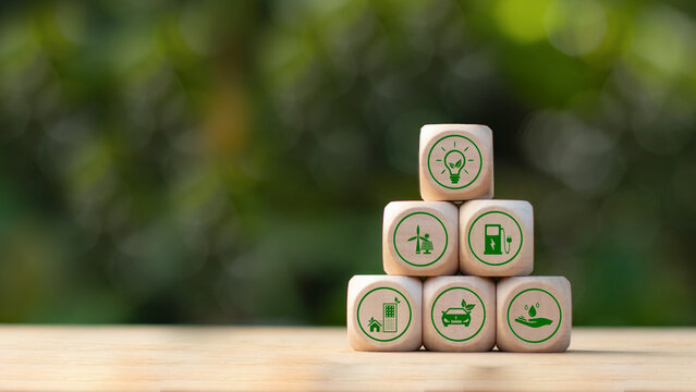 Green energy and renewable energy concept. Recycling and zero waste management to reduce pollution generation. Sustainable energy sources. Environmental protection.Green electricity and power saveing.