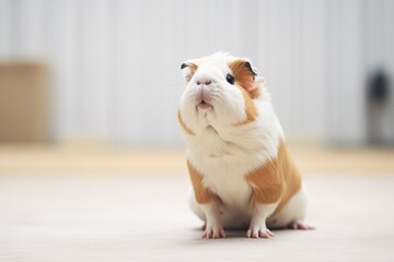guinea pig with fur standing on end and open mouth
