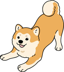 Simple and cute illustration of Akita Dog being playful