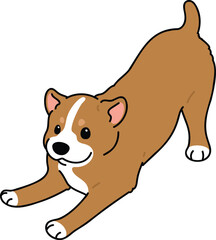 Simple and cute illustration of Pit Bull being playful