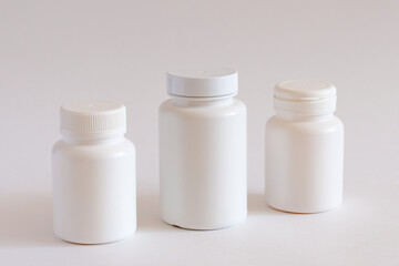 white bottles mockup on white background. Can be used for medical, cosmetic, food
