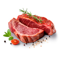 a piece of meat with a slice of tomato ontransparent background created with Generative Ai