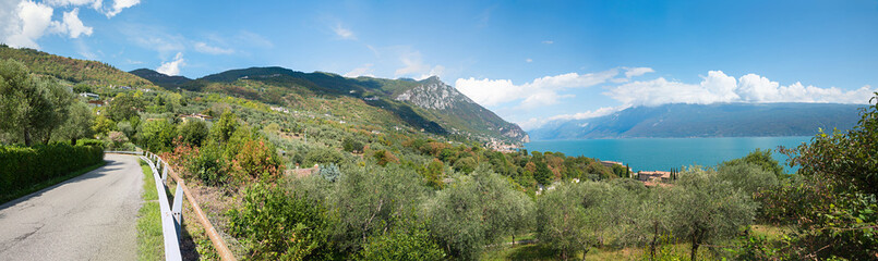 Fototapeta na wymiar stunning view from country road to Zuino, western shore of lake Gardasee landscape