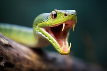 Fototapeta premium green mamba with tongue flicking