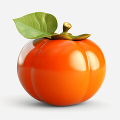 fresh persimmon with a green leaf on transparent background created with Generative Ai